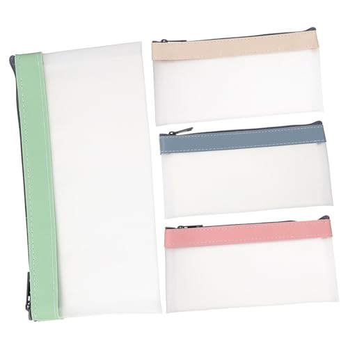 UTHCLO 4 Stück Teiliges Federmäppchen Transparent TPU mit Reißverschluss Große Kapazität Leichtes Waschbares Stiftemäppchen Portable Federtasche für Schüler und Büro Bunte Farbmischung von UTHCLO