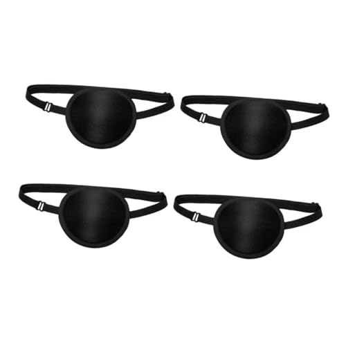 UTHCLO 4 Stück Teiliges Piraten Augenklappe Verstellbare Atmungsaktive Augenbinde mit Weicher Polsterung Lichtblockierend für Therapie und Kostüm Schwarz Umrandet für Schielen Rollenspiel von UTHCLO