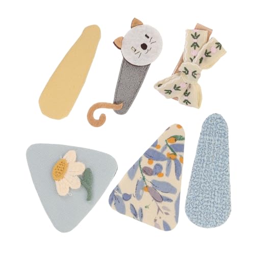 UTHCLO 6 Stück Süße Stoff Schleifen Haarspangen für Mädchen Rutschfeste Snap Haarschmuck Leichte Handgefertigte Haarklammern Bunte Frühlings Sommer-accessoires für Stirn- und von UTHCLO