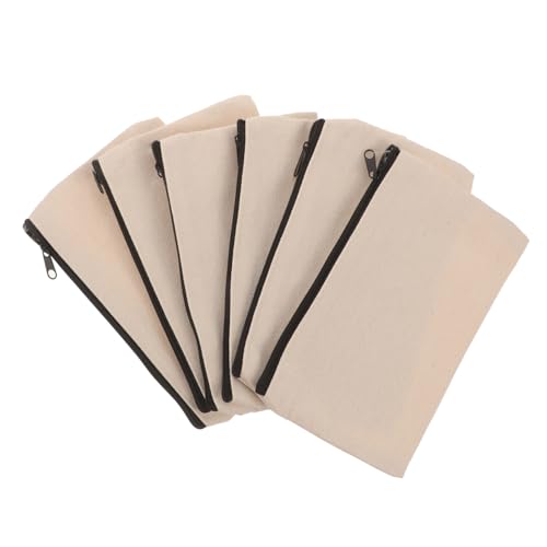 UTHCLO 6 Stück Teiliges Canvas Federmäppchen Robuste Wiederverwendbare Stifttasche mit Großem Fassungsvermögen Unbedruckte Einfache Aufbewahrungstaschen für Stifte Make Zufällige Farbe von UTHCLO