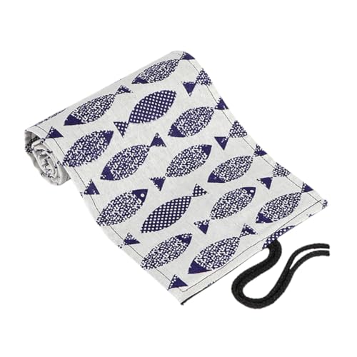 UTHCLO Canvas Stifterolle mit Fächern Tragbare Bleistiftrolle mit Saury Praktische Rolltasche für Buntstifte Leichtes Organizer Etui für Zeichnen und Malen von UTHCLO