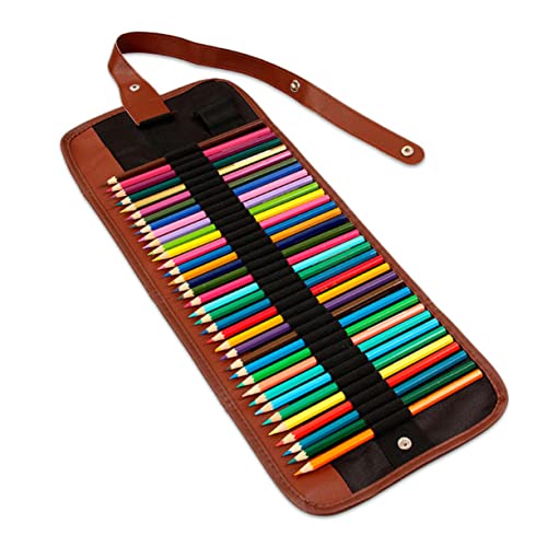 UTHCLO Rolle up Bleistiftkoffer Mit 48 Slots Aus Waschbarem Canvas Kompakter Stift Organizer Für Künstler Schwarze Aufbewahrungstasche Für Farben Und Pinsel Für Schule Und Reisen von UTHCLO
