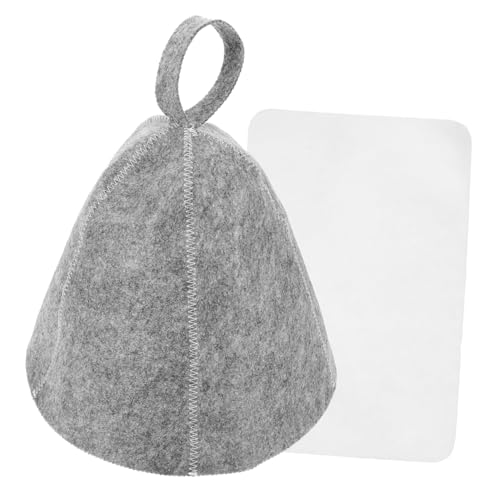 UTHCLO Filz Saunahut mit Dickem Filzpad Atmungsaktiver Leichter Saunahut für Damen und Herren Schutz vor Überhitzung Beim Sauna Dampfbad Praktische Aufbewahrung Grauer Hut mit Weißem Pad von UTHCLO