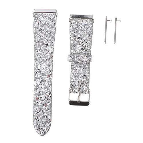 UTHCLO Glitzerndes Silbernes Ersatzarmband aus Hochwertigem Leder Kompatibel mit Fitbit SE Modisches Einfach zu Installierendes Uhrenarmband für Damen und Herren von UTHCLO