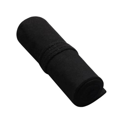 UTHCLO Große Canvas Stifterolle mit Fächern Handgefertigt Tragbare Roll Up Federmappe für Künstler Zeichner Marker und Pinsel Eleganter Schwarzer Stiftbeutel als für Zeichner von UTHCLO