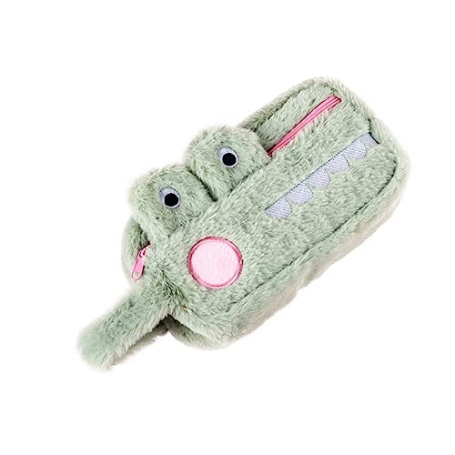 UTHCLO Großes Federmäppchen Krokodil Form Plüsch Federtasche mit Reißverschluss Leichter Stifteköcher für Schule und Büro Geräumiger Stiftehalter für Schüler und Lehrer von UTHCLO