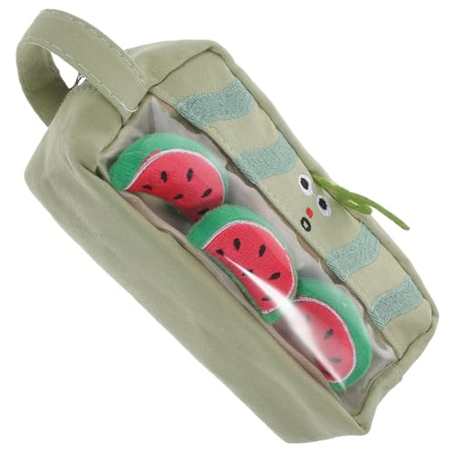 UTHCLO Großes Grünes Wassermelonen stifteetui aus Canvas mit Hoher Kapazität Süßes Mäppchen für Schüler Praktische Tasche für Stifte Kosmetikpinsel und Schreibwaren Tragbar und Leicht zu von UTHCLO