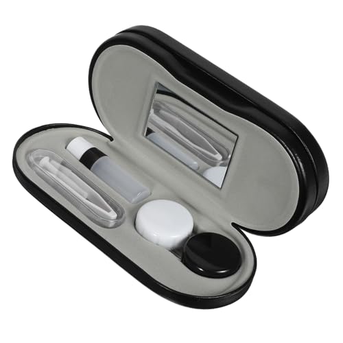 UTHCLO Kompaktes Kontaktlinsen Etui aus PU Robustes Gesundes Material Doppelschichtiger Aufbewahrungsbehälter für Damen Praktischer Reise Kosmetik Linsenhalter Leicht zu Öffnen Tragen von UTHCLO