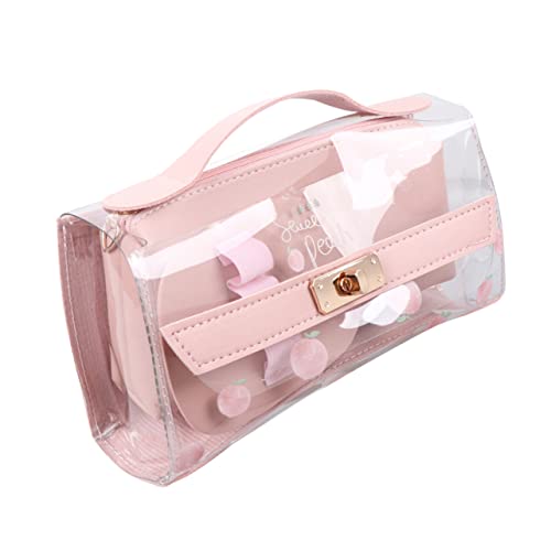 UTHCLO Kreative Transparente Federtasche Mit Großem Praktische Aufbewahrung Für Schreibwaren Und Kosmetik Für Mädchen Und Blütenrosa von UTHCLO