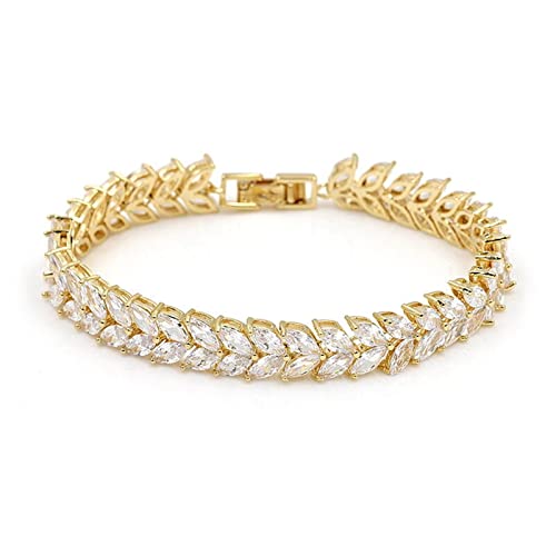 UTHTY Armreif Cut Cubic Zirkonia Tennis Armband Damen Hochzeit Schmuck Armbänder und Armreifen (Size : 14K Gold) von UTHTY