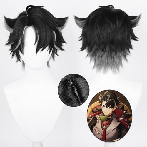 Anime Cosplay Perücke, Genshin Impact Perücke, mit zwei Perückenkappen, für Halloween, Party & etc. (Wriothesley Cosplay) von UTIEHD