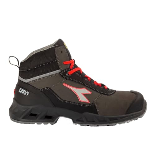 DIADORA Shark Stab Imp Leat Mid S3 Src Esd Mokassin Unisex - Erwachsene, Schwarz Fluo Rot, 45 EU von Diadora