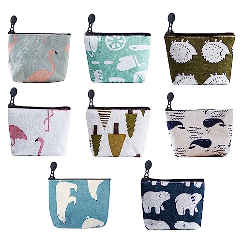 UTMACH 8 Stück Mini Täschchen mit Reißverschluss Geldbeutel Täschchen Mini Geldbeutel Canvas Kleine Münzbeutel Damen Mini Leinwand Geldbörse für Frauen Mädchen von UTMACH