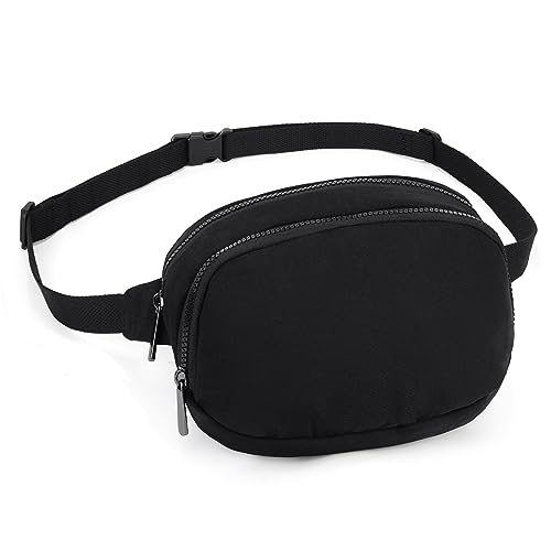 UTO Bauchtasche Damen Festival Stylisch Hüfttasche Crossbody Bag Breiter Gurt Gürteltasche Gesteppte Modisch Leicht Mit 2 Reißverschlusstaschen Für Freizeit Outdoor Sport Dating Geschenk Schwarz von UTO