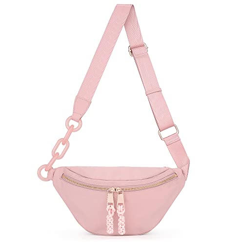 UTO Bauchtasche Damen Mode Gürteltasche für Frauen Mädchen Kleine Umhängetasche Leichte Hüfttasche für Wandern Sport Radfahren Reise Rosa von UTO