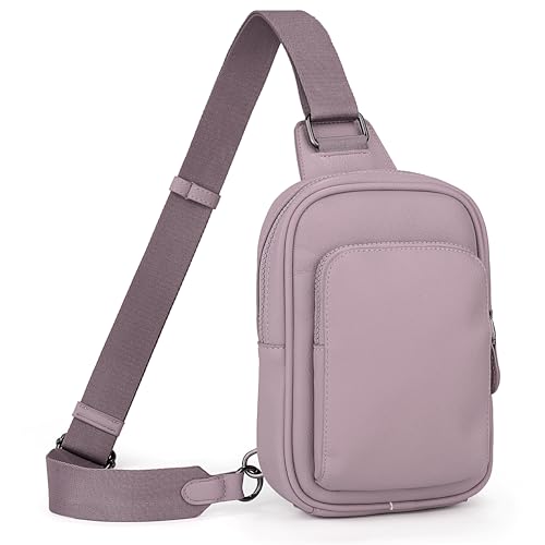 UTO Brusttasche Damen Mittelgroß Bauchtasche Stylisch Sling Bag Groß Wasserdicht Reise Crossbody Bag Breiter Gurt Hüfttasche Gürteltasche Umhängetasche Weihnacht Rosa von UTO