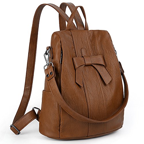 UTO Rucksack Damen PU Leder mit Bowknot Tagesrcusack Elegant Kunstleder Laptop Daypack Moderne Rucksäcke Taschen Geschenk für Frau Freundin Tochter Mutter von UTO