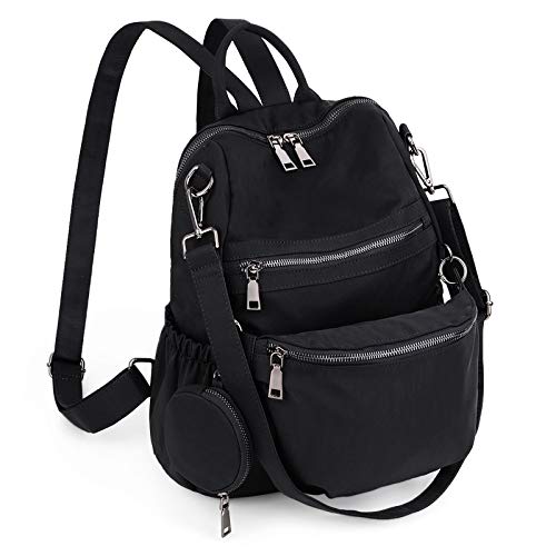 UTO Damen Rucksack Leder PU mit Abnehmbarer Bauchtasche Umhängetasche Schule Schulrucksack Rucksackhandtaschen Multifunktionsrucksack Große Kapazität Schultertaschen Reißverschluss Klavier Schwarz von UTO
