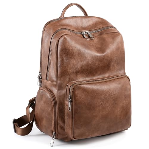 UTO Damen Rucksack Mit Fach Für Schuhe Kunstleder Rucksackhandtasche Schuhfach Modischer Multifunktionsrucksack Lässige vielen Fächer Reißverschluss Schulrucksack Reise von UTO