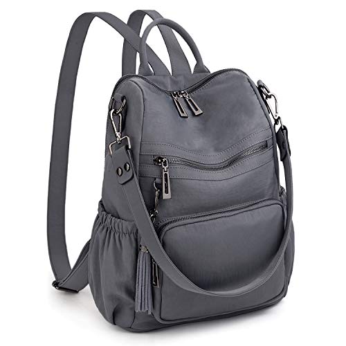 UTO Damen Rucksack Nylon strapazierfähiger Multifunktionsrucksack mit Quastendesign Lässige Schultertaschen vielen Kompartiment Reißverschluss Umhängetasche Rucksack Schule Schulrucksack Grau von UTO