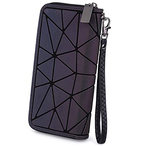 UTO Damen Mappen Karten Telefon Scheckheft Halter geometrischer leuchtender Scherbe Gitter Regenbogen holographischer Geldbeutel Frauen von UTO