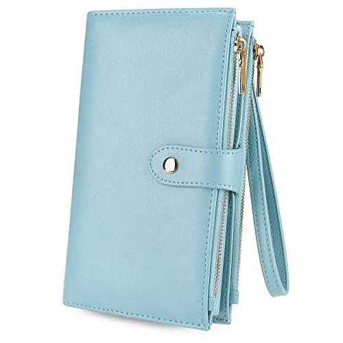 UTO Geldbörse Damen Gross Elegant Clutch Wristlet Wallet Pouch Große Geldbeutel Viele Fächer Weiches PU-Leder Doppelreißverschluss von UTO