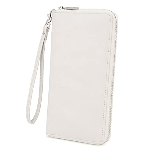 UTO Geldbörse Damen Große mit Armband PU Leder Groß Kapazität Reißverschluss um Kartenhalter Scheckheft Pass Organizer Reisekupplung von UTO