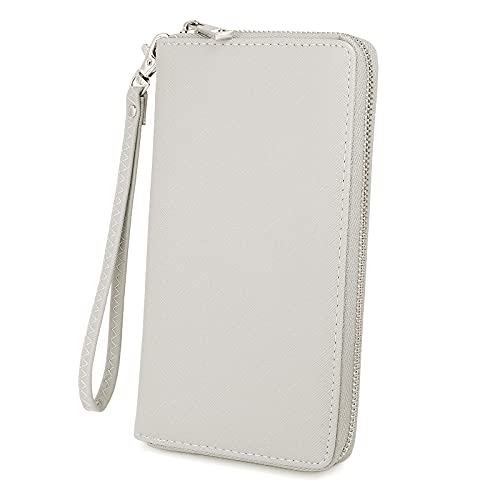 UTO Geldbörse Damen Kartenetui 18 Fächer Großes Fassungsvermögen Dunkler Verschlussbeutel mit Synthetikband Grau von UTO