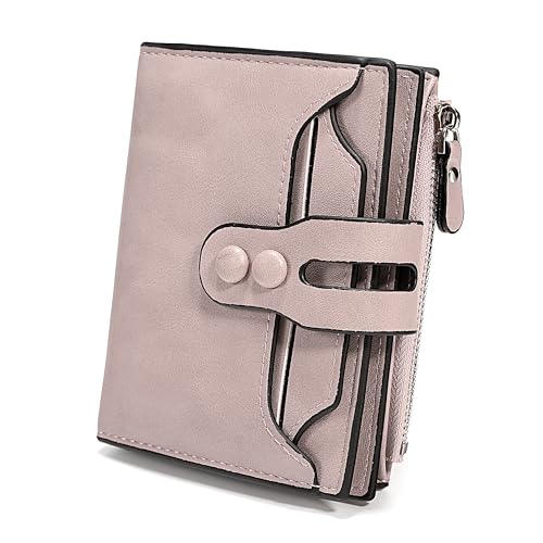 UTO Geldbörse Damen Klein Leder RFID Schutz 18 Fächer Schnalle Kleines Portemonnaie Frauen mit Münzfach Foto-Ausweishülle Brieftasche Mini Geldbeutel Viele Fächer Portmonee Geschenk von UTO