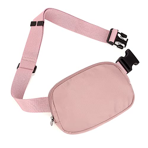 UTO Bauchtache Damen Stylisch Gürteltasche Nylon Hüfttasche Wasserdicht Herren Mode Leichte Taille Pack mit 2 Reißverschluss Taschen Hell-Pink von UTO