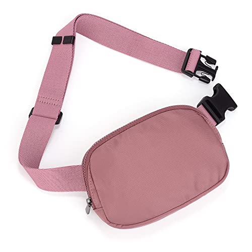 UTO Bauchtache Damen Stylisch Gürteltasche Nylon Hüfttasche Wasserdicht Herren Mode Leichte Taille Pack mit 2 Reißverschluss Taschen Rosa von UTO