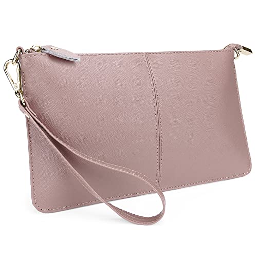 UTO Handtasche Damen Umhängetasche Leder Clutch Geldbörse Gross Portemonnaies zum Umhängen Große mit Schulterkette und Handgelenksband Crossbody Beutel von UTO