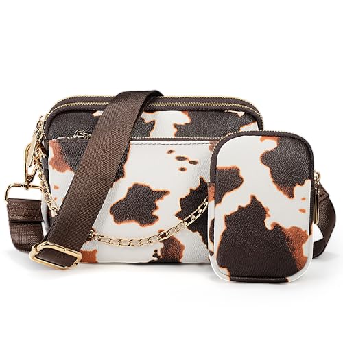 UTO Kleine Umhängetasche Damen 3 in 1 Crossbody Bag Damen Breiter Gurt mit Münzbeutel Handtasche mit Abnehmbare Kette Schultertasche mit Abnehmbarer Verstellbarer Schultergurt Stylisch Tasche von UTO