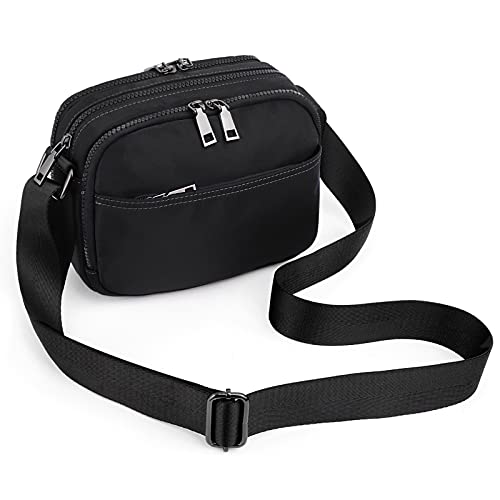 UTO Kleine Umhängetasche für Damen 6 Reißverschlüsse Kratz- und Abriebfeste Tasche Wasserdichtes Nylon Schwarz UTO Kleine Umhängetasche für Damen 6 Reißverschlüsse Kratz- und Abriebfeste Tasche Wasserdichtes Nylon Schwarz von UTO