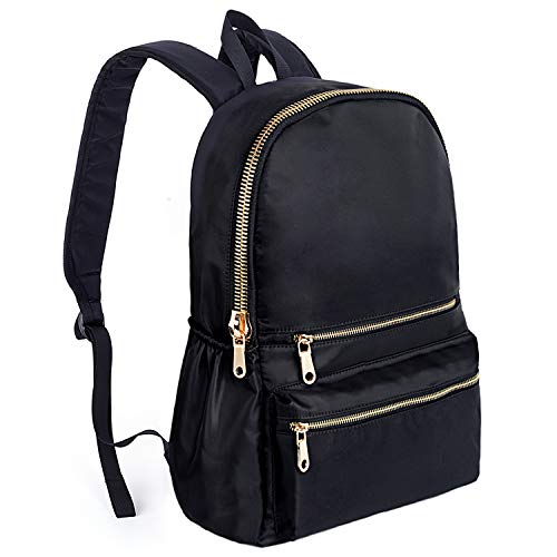 UTO Mode Rucksack Damen AKTUALISIERTE Version wasserdichte Nylon Schule College Bookbag Schulter Schwarz von UTO