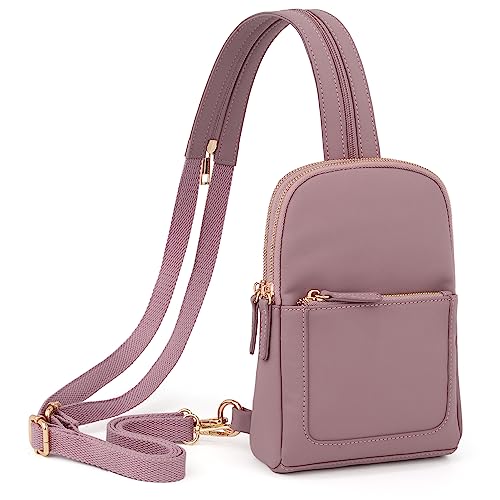 UTO Brusttasche Rucksack Damen 2 in 1 Kunstleder Sling Bag Crossbody Bag Stylisch Verstellbarer Schultergurt Bauchtasche Umhängetasche Tagesrucksack Schultertasche Wasserdicht Rosa von UTO