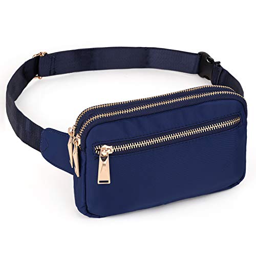 UTO Taillentasche Damen Herren Gürteltasche Wasserdichter Gürtel Nylon Fashion Leichte Taillentasche mit 3 Reißverschlusstaschen Zapata Blue von UTO