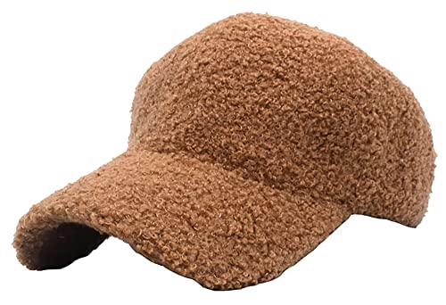Warme Winter-Fuzzy-Baseball-Mütze, Damen, Herren, flauschig, Fleece, Lammwolle, Basellball-Mütze, Caramel, Einheitsgröße von UTOWO