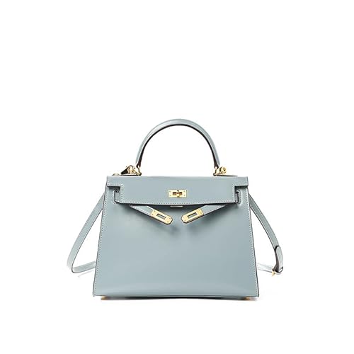 UTOYA Echtleder Henkeltasche, Damenhandtasche mit Schloss, Schultertasche (Linen Blue,19CM) von UTOYA