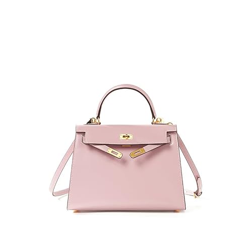 UTOYA Echtleder Henkeltasche, Damenhandtasche mit Schloss, Schultertasche (Pink,19CM) von UTOYA