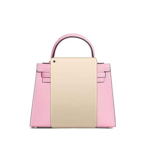 UTOYA Echtleder Henkeltasche, Damenhandtasche mit Schloss, Umhängetasche, Portemonnaie (3Q Pink,28CM Gold Lock) von UTOYA