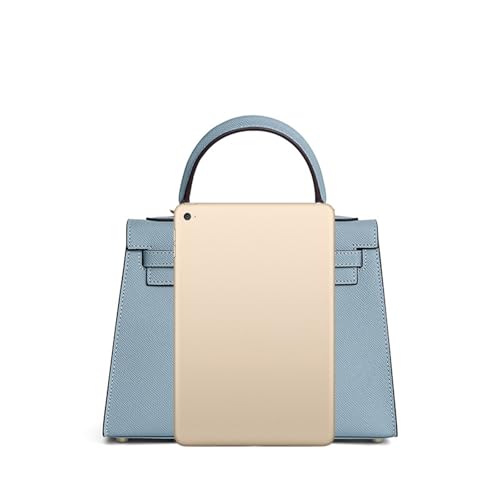 UTOYA Echtleder Henkeltasche, Damenhandtasche mit Schloss, Umhängetasche, Portemonnaie (Blue 2,22CM Silver Lock) von UTOYA