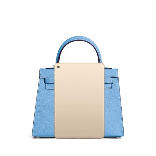 UTOYA Echtleder Henkeltasche, Damenhandtasche mit Schloss, Umhängetasche, Portemonnaie (Blue 4,28CM Silver Lock) von UTOYA