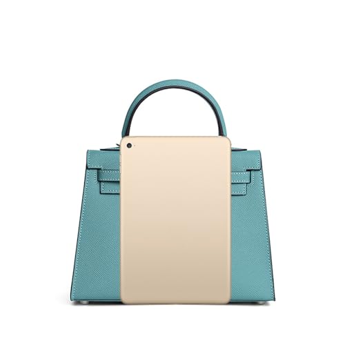 UTOYA Echtleder Henkeltasche, Damenhandtasche mit Schloss, Umhängetasche, Portemonnaie (Cyan,28CM Gold Lock) von UTOYA