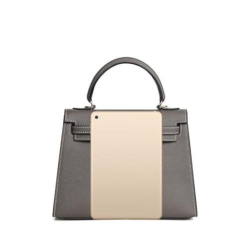 UTOYA Echtleder Henkeltasche, Damenhandtasche mit Schloss, Umhängetasche, Portemonnaie (Ebony,19CM Gold Lock) von UTOYA