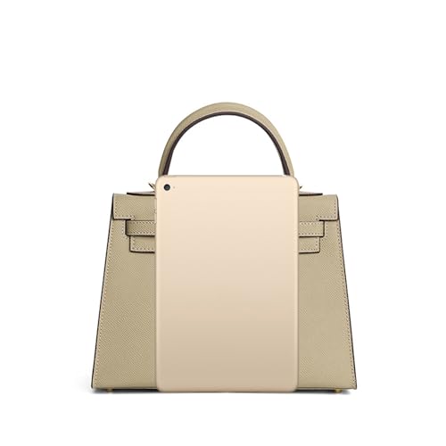 UTOYA Echtleder Henkeltasche, Damenhandtasche mit Schloss, Umhängetasche, Portemonnaie (Gray 1,19CM Silver Lock) von UTOYA