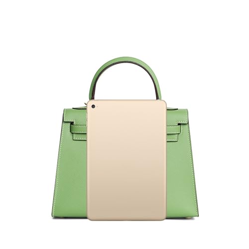 UTOYA Echtleder Henkeltasche, Damenhandtasche mit Schloss, Umhängetasche, Portemonnaie (Green 1,19CM Silver Lock) von UTOYA