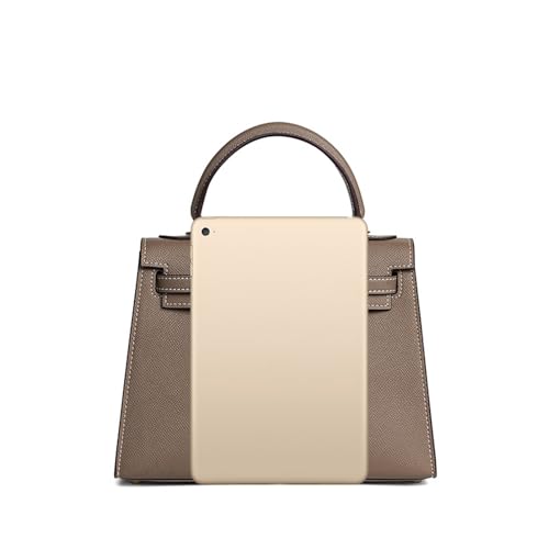 UTOYA Echtleder Henkeltasche, Damenhandtasche mit Schloss, Umhängetasche, Portemonnaie (Khaki,22CM Gold Lock) von UTOYA
