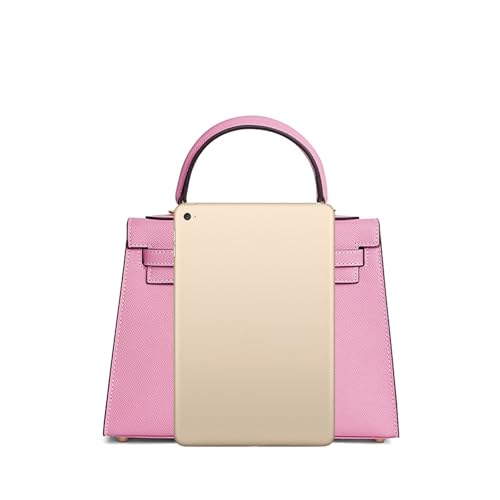 UTOYA Echtleder Henkeltasche, Damenhandtasche mit Schloss, Umhängetasche, Portemonnaie (Pink,25CM Gold Lock) von UTOYA
