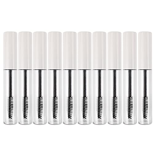 Leere Mascara-Tube mit Wimpernstab, 10 ml, weiße Kappe, Wimperncreme-Behälter, Flasche für DIY-Kosmetik (20 Stück) von UTURAL